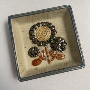 Vintage Takahashi Japan‎ San Francisco Stoneware Pottery Floral Trinket Dish